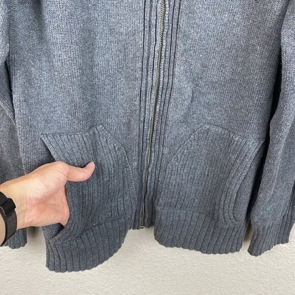 Guess Jeans Full Zip Stretch Sweater Mock Neck Combed Cotton Gray Sz S - Picture 3 of 9
